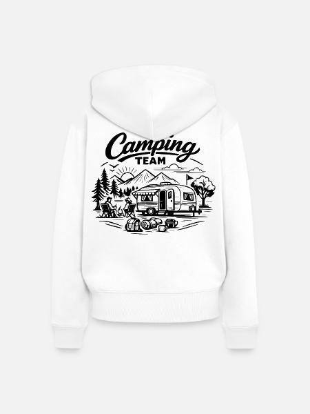 Camping Team Wagen  - Frauen Premium Bio Zip Hoodie - Weiß