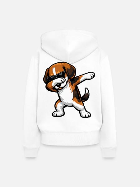 Dabbing Beagle - Frauen Premium Bio Zip Hoodie - Weiß