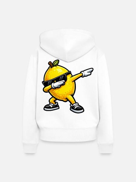 Dabbing Zitrone - Frauen Premium Bio Zip Hoodie - Weiß