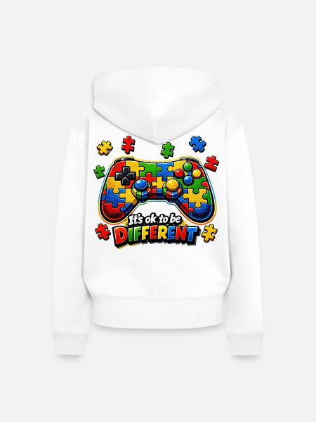 Autism Gamer Videospiel-Controller - Frauen Premium Bio Zip Hoodie - Weiß