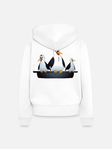 Infusion Pinguine im Bad - Frauen Premium Bio Zip Hoodie - Weiß