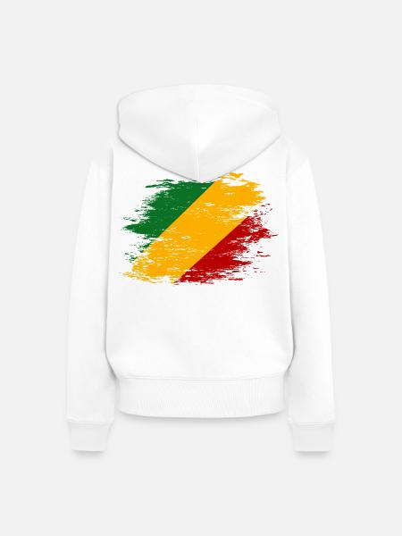 Kongo_Flagge_used - Frauen Premium Bio Zip Hoodie - Weiß