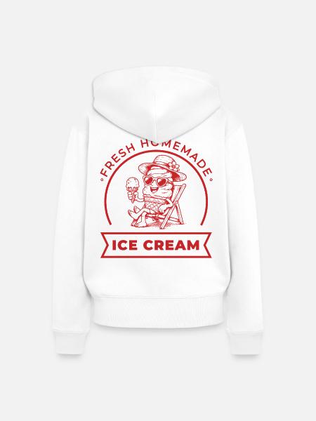 Fresh Homemade im Liegestuhl - Frauen Premium Bio Zip Hoodie - Weiß