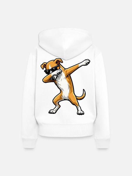 Dabbing Galgo Español - Frauen Premium Bio Zip Hoodie - Weiß