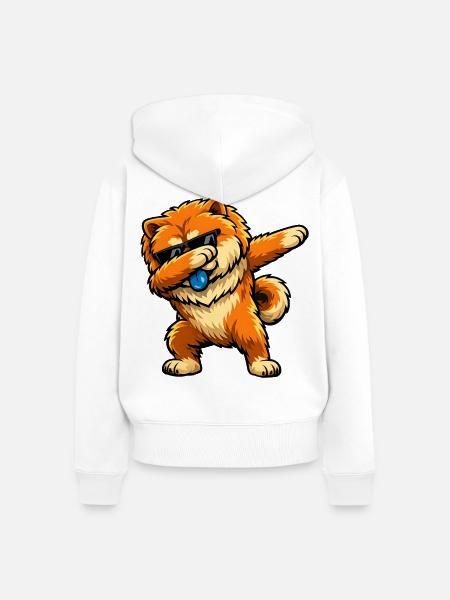 Dabbing Chow Chow - Frauen Premium Bio Zip Hoodie - Weiß