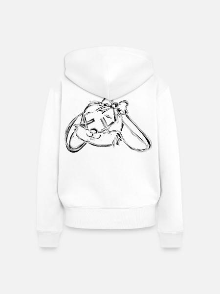 Dead Bunny Grey - Frauen Premium Bio Zip Hoodie - Weiß
