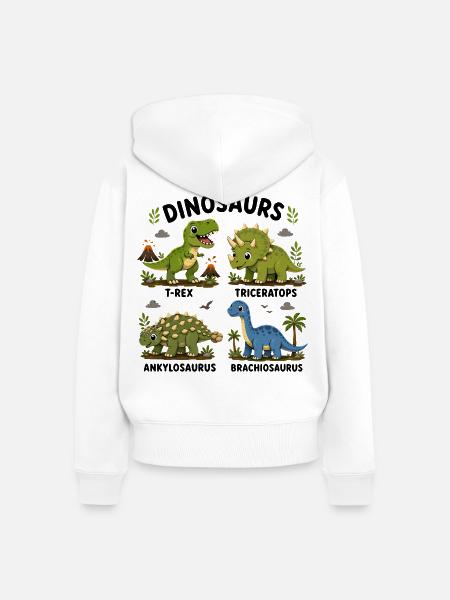 Dinosaurierarten lernen für Kinder - Frauen Premium Bio Zip Hoodie - Weiß
