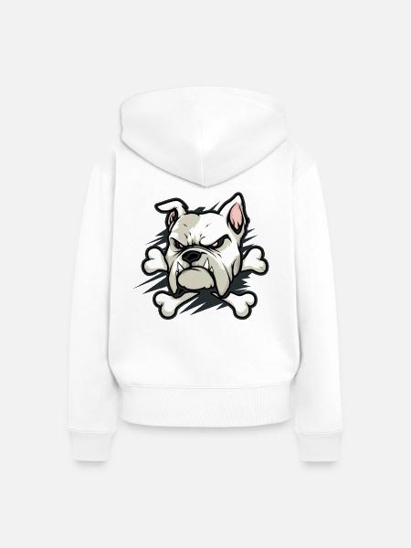 Wütende Bulldogge mit Knochen - Frauen Premium Bio Zip Hoodie - Weiß