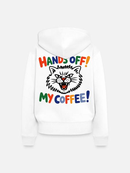 Hände weg, mein Kaffee! - Frauen Premium Bio Zip Hoodie - Weiß
