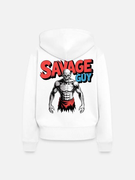 Skull Gym Power - Frauen Premium Bio Zip Hoodie - Weiß