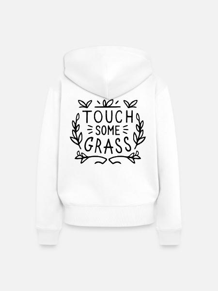 Touch Grass psychische Gesundheitsstressbewältigung - Frauen Premium Bio Zip Hoodie - Weiß