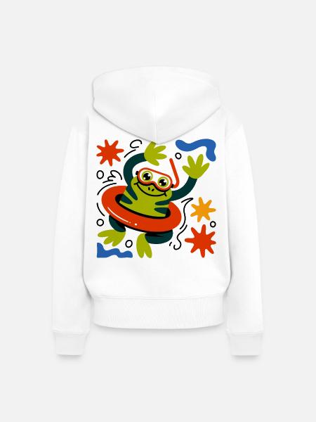 Sommer Frosch Fun - Frauen Premium Bio Zip Hoodie - Weiß