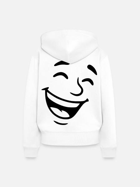 Lachen Gesicht - Frauen Premium Bio Zip Hoodie - Weiß