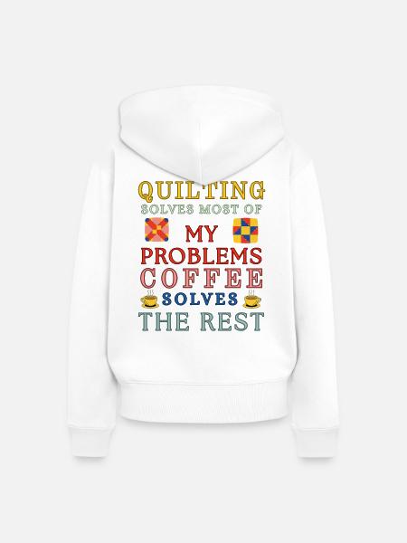 Quiltkaffee löst den Rest - Frauen Premium Bio Zip Hoodie - Weiß