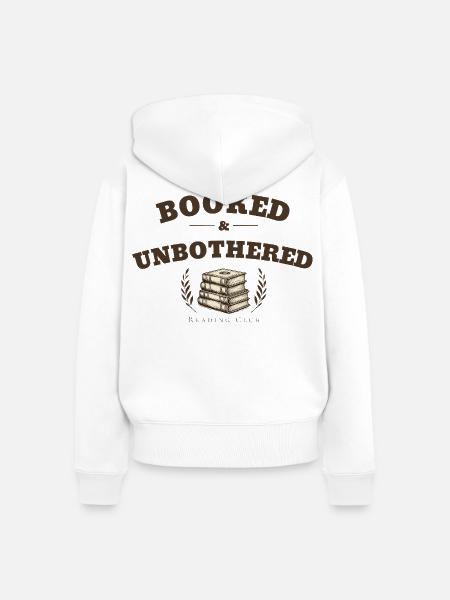Bookes & Unbothered - Frauen Premium Bio Zip Hoodie - Weiß