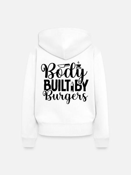 Body built by Burgers - Frauen Premium Bio Zip Hoodie - Weiß