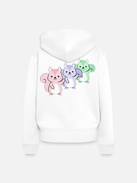 Kawaii Eichhörnchen Pastell - Frauen Premium Bio Zip Hoodie - Weiß