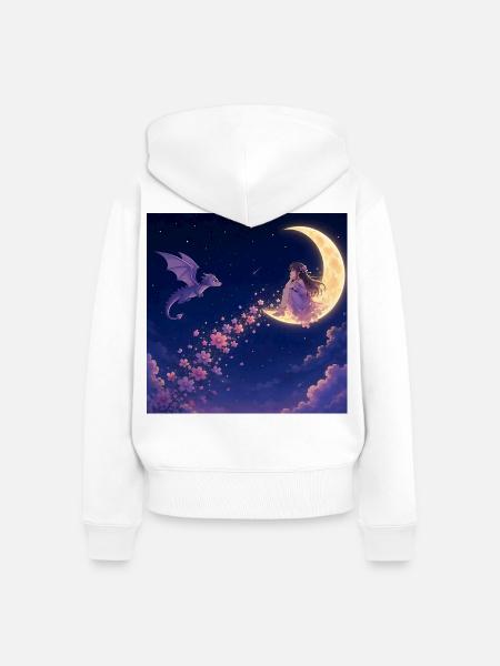 Mondlicht Drachenblüte - Frauen Premium Bio Zip Hoodie - Weiß