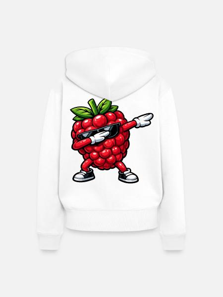 Dabbing Himbeere - Frauen Premium Bio Zip Hoodie - Weiß