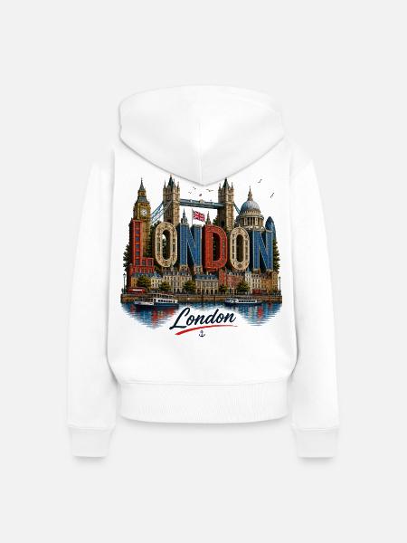 Londoner Mosaikbriefe - Frauen Premium Bio Zip Hoodie - Weiß