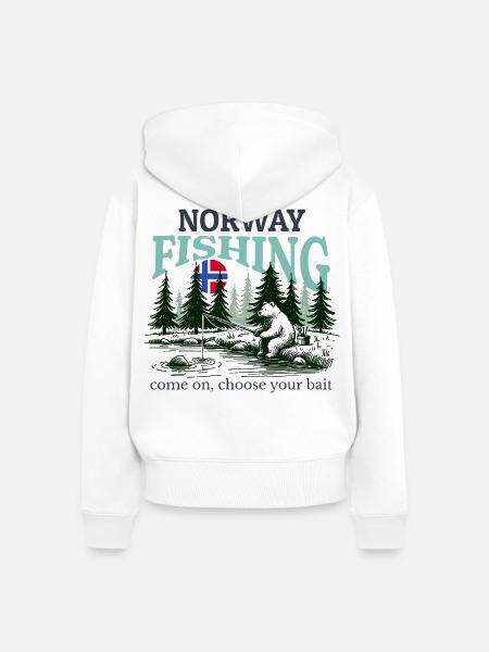 Norwegen Angeln - Frauen Premium Bio Zip Hoodie - Weiß