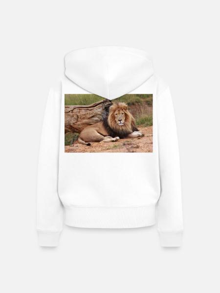 Majestätischer Löwe auf Savanne - Frauen Premium Bio Zip Hoodie - Weiß
