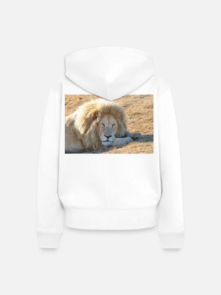 Löwenruhe im Savannenlicht - Frauen Premium Bio Zip Hoodie - Weiß