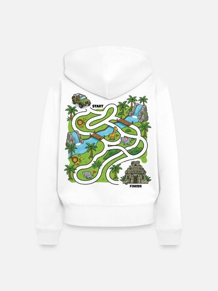 Dschungelsafari-Labyrinth - Frauen Premium Bio Zip Hoodie - Weiß