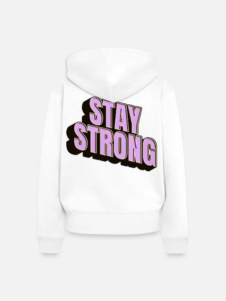 Stay Strong - Frauen Premium Bio Zip Hoodie - Weiß
