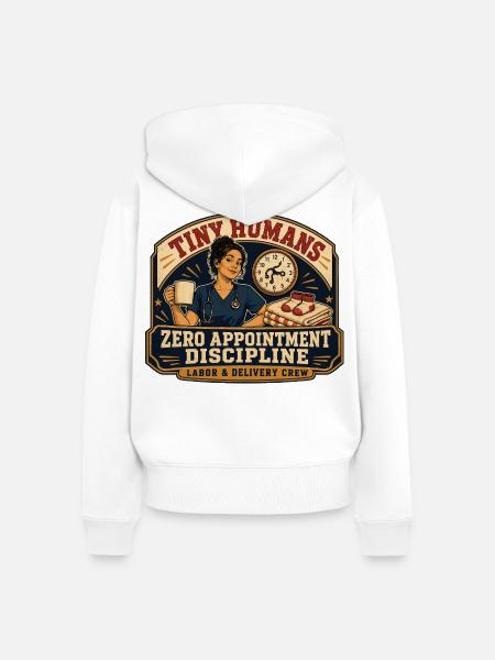 Kleine Menschen Null Termindisziplin - Frauen Premium Bio Zip Hoodie - Weiß