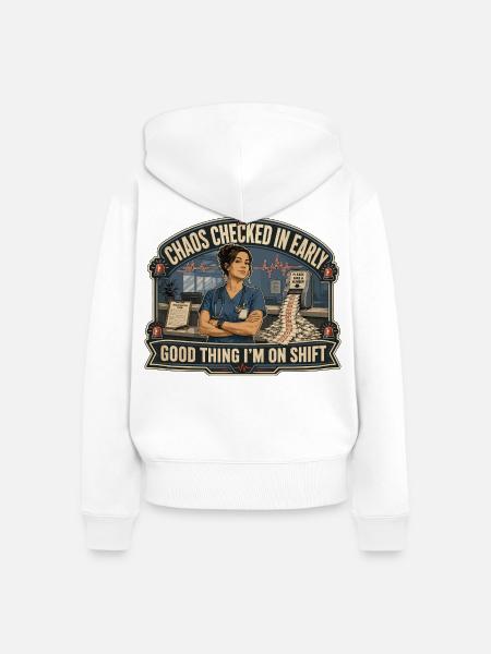 Das Chaos War Schon Da - Frauen Premium Bio Zip Hoodie - Weiß