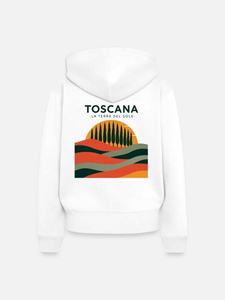 Toscana Sonnenhügel Landschaft - Frauen Premium Bio Zip Hoodie - Weiß