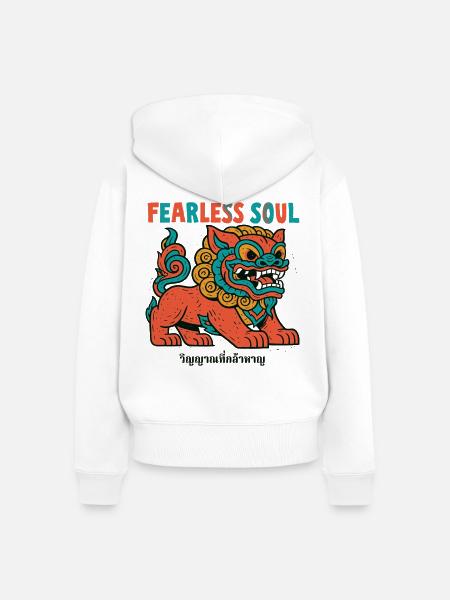 Furchtloser Löwengeist - Frauen Premium Bio Zip Hoodie - Weiß