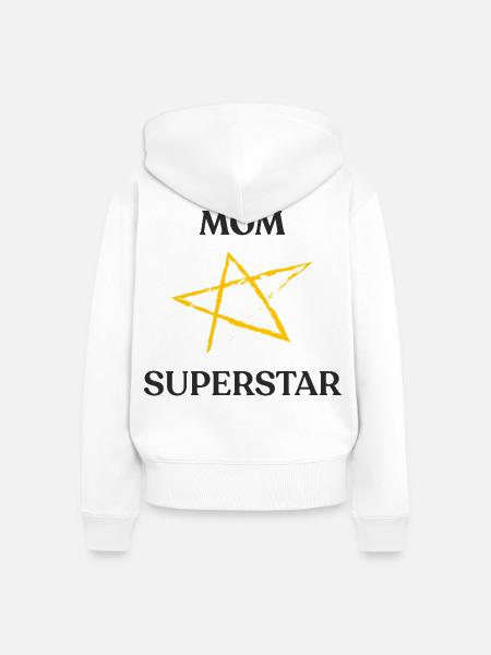 Mama SUPERSTAR - Frauen Premium Bio Zip Hoodie - Weiß