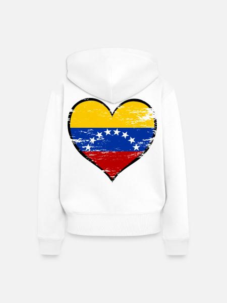 Venezuala Herzflagge used - Frauen Premium Bio Zip Hoodie - Weiß