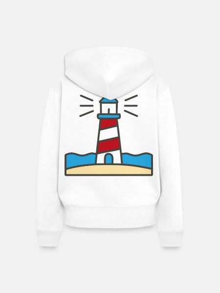 Leuchtturm am Meer - Frauen Premium Bio Zip Hoodie - Weiß