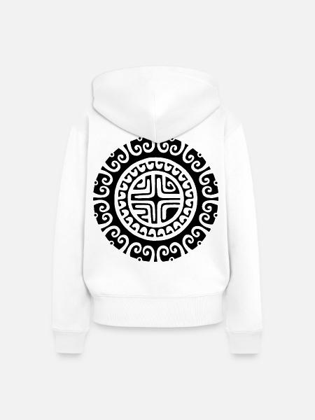 Schwarze Mandala-Blume - Frauen Premium Bio Zip Hoodie - Weiß