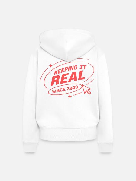 Real 2000s Retro Badge - Frauen Premium Bio Zip Hoodie - Weiß