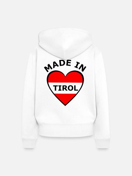 Tirol Herzflagge Rot Weiß - Frauen Premium Bio Zip Hoodie - Weiß