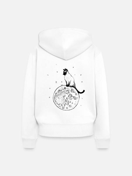Lunar Siamese Katze - Frauen Premium Bio Zip Hoodie - Weiß