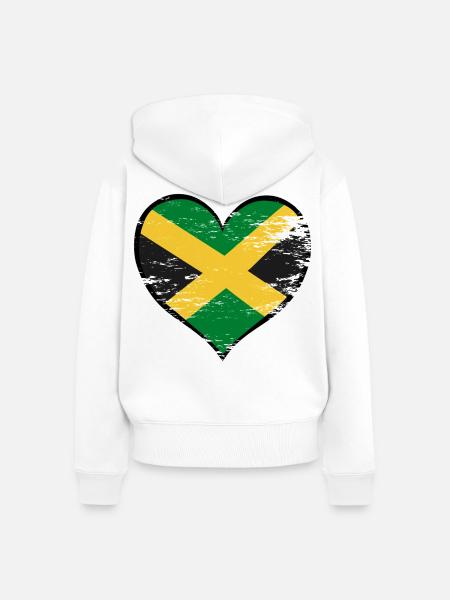 Jamaika_Herzflagge_used - Frauen Premium Bio Zip Hoodie - Weiß