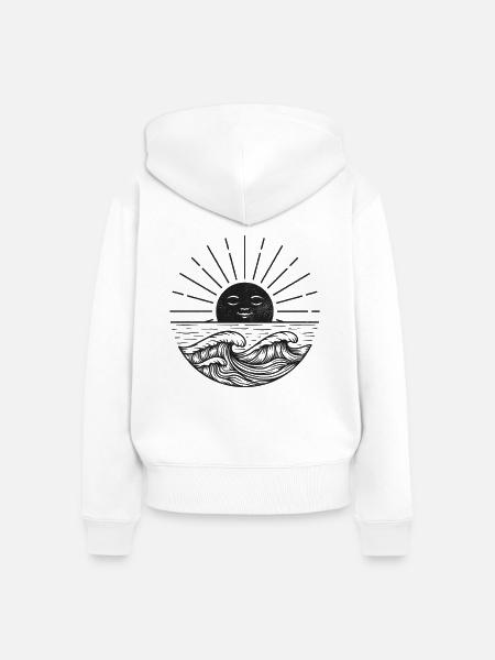 Mondsonne über Wellen - Frauen Premium Bio Zip Hoodie - Weiß