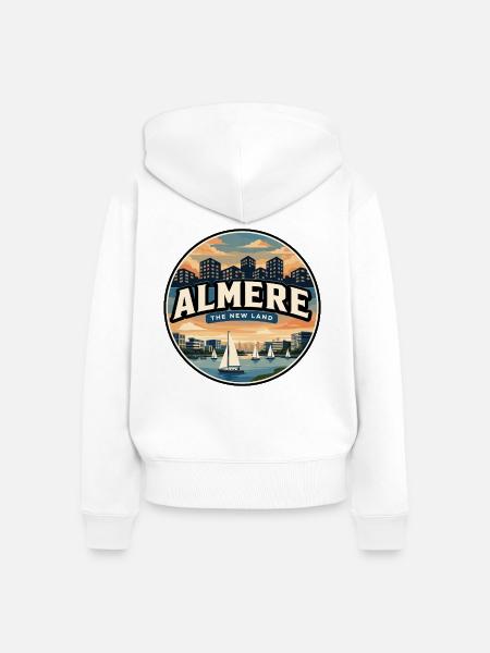 Retro Almere Weerwater Lake Abzeichen - Frauen Premium Bio Zip Hoodie - Weiß