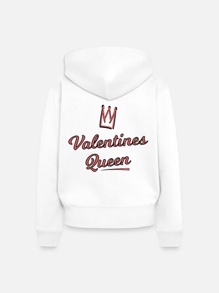Valentines Queen Script Crown - Frauen Premium Bio Zip Hoodie - Weiß