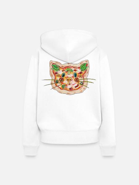 Pizza Katze - Frauen Premium Bio Zip Hoodie - Weiß