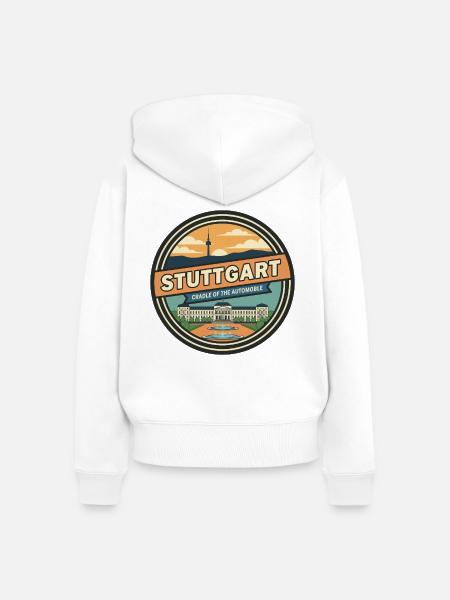 Retro Stuttgarter Schlossplatz-Abzeichen - Frauen Premium Bio Zip Hoodie - Weiß
