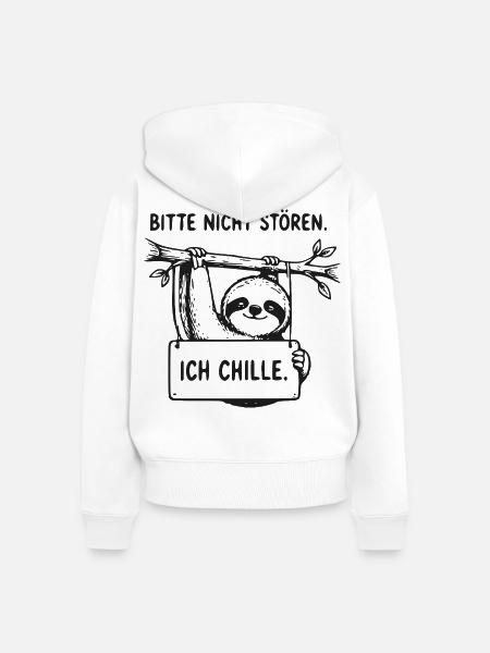 Ich Chille Sloth Sign - Frauen Premium Bio Zip Hoodie - Weiß