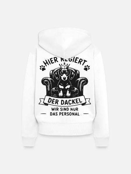 Dackelherrschaft am Thron - Frauen Premium Bio Zip Hoodie - Weiß