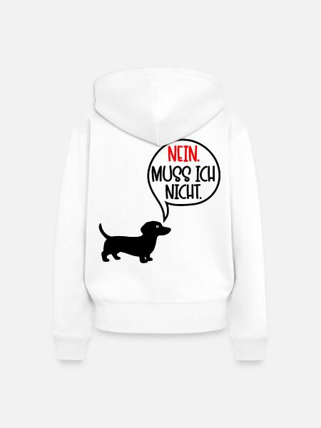 Dackel Hunde - Nein - Frauen Premium Bio Zip Hoodie - Weiß