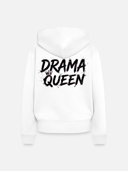 Drama Queen mit Krone - Frauen Premium Bio Zip Hoodie - Weiß